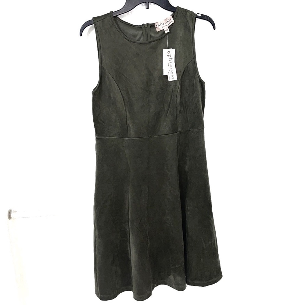 NWT Philosophy Faux Leather Velvet Green Dress Size 6